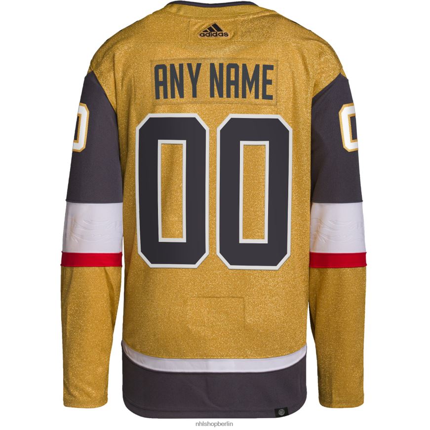 Männer NHL Vegas Golden Knights adidas Gold Home Authentic Primegreen Custom Trikot Kleidung BF680T2058