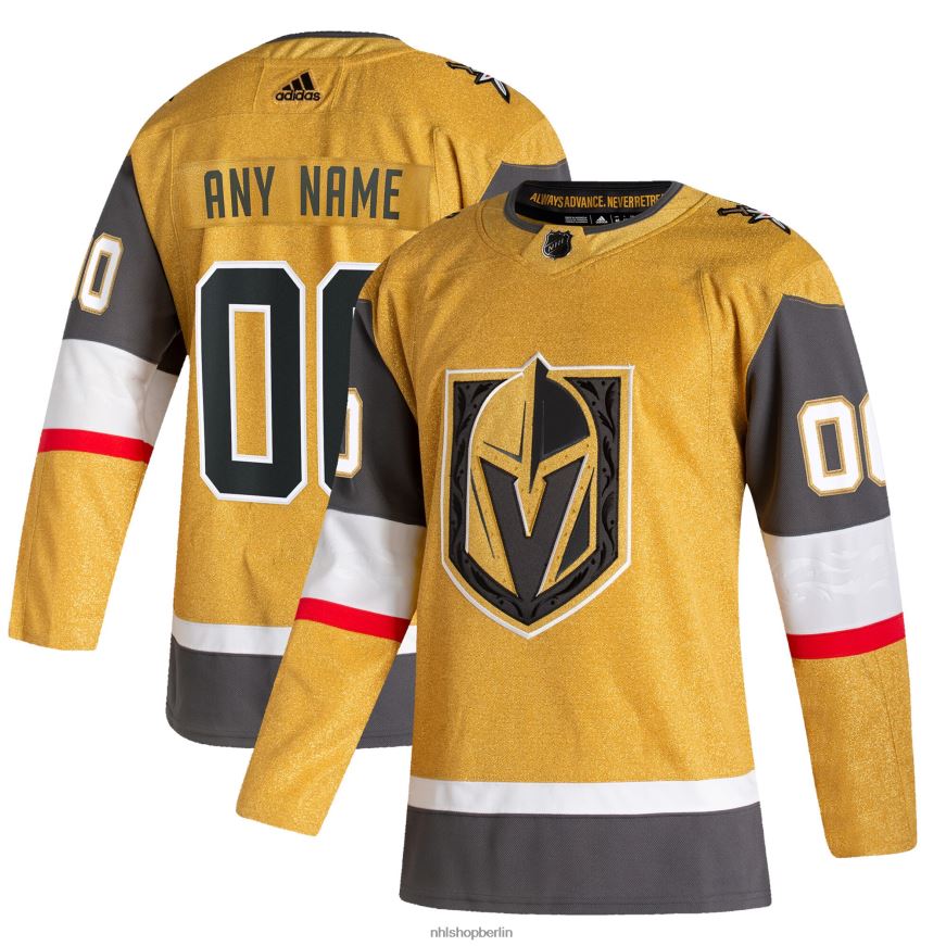 Männer NHL Vegas Golden Knights adidas Gold Home authentisches individuelles Trikot Kleidung BF680T2392