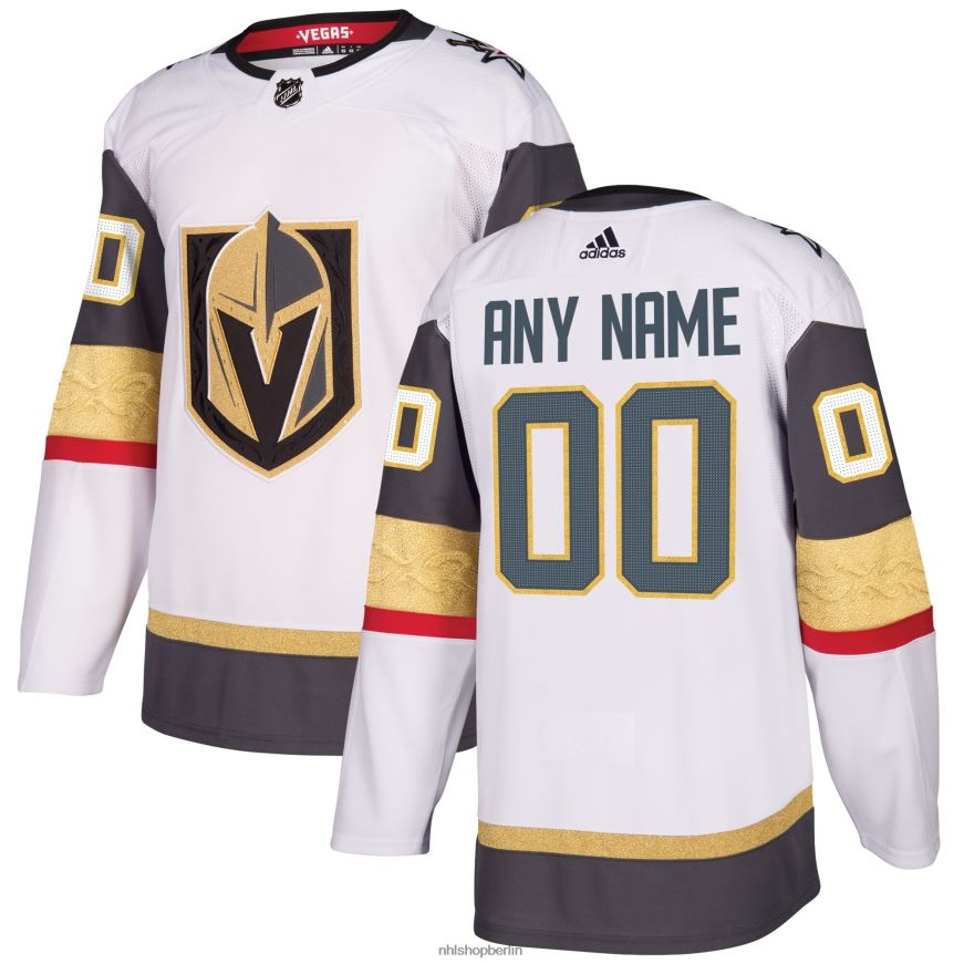 Männer NHL Vegas Golden Knights adidas weißes authentisches individuelles Auswärtstrikot Kleidung BF680T1438