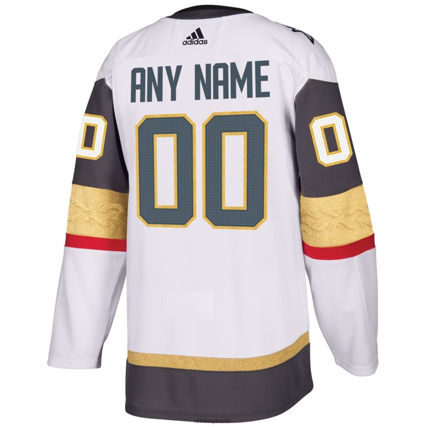 Männer NHL Vegas Golden Knights adidas weißes authentisches individuelles Auswärtstrikot Kleidung BF680T1438