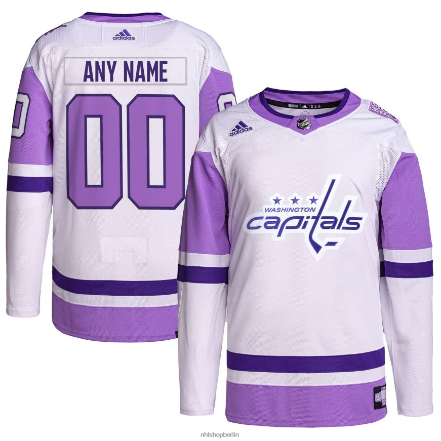 Männer NHL Washington Capitals Adidas weiß/lila Hockey bekämpft Krebs Primegreen authentisches individuelles Trikot Kleidung BF680T2020