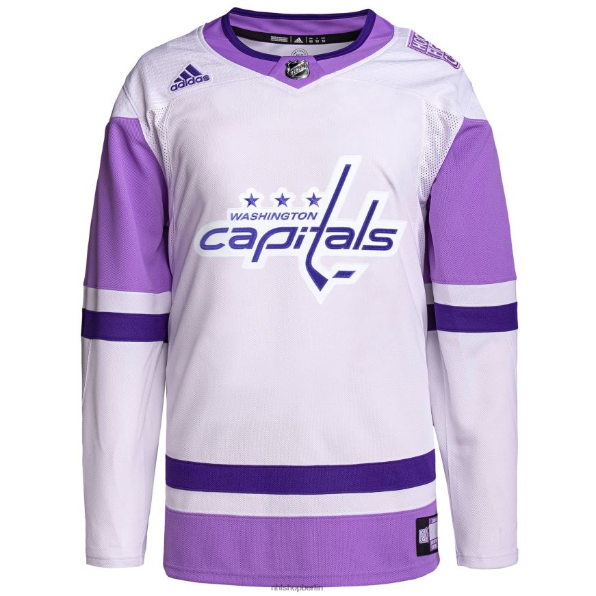 Männer NHL Washington Capitals Adidas weiß/lila Hockey bekämpft Krebs Primegreen authentisches individuelles Trikot Kleidung BF680T2020