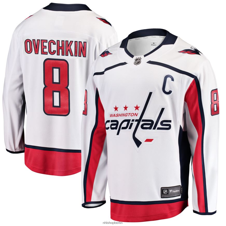 Männer NHL Washington Capitals Alexander Ovechkin Fanatics-gebrandetes weißes Breakaway-Spielertrikot Kleidung BF680T173