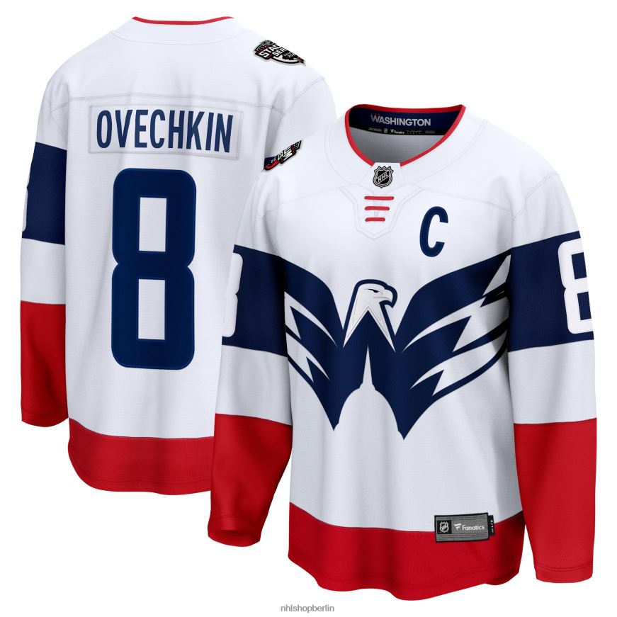 Männer NHL Washington Capitals Alexander Ovechkin Fanatics gebrandetes weißes Breakaway-Spielertrikot der Stadium Series 2023 Kleidung BF680T159