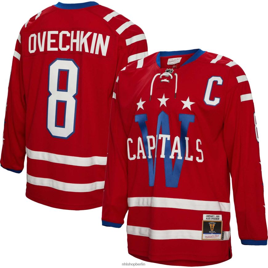 Männer NHL Washington Capitals Alexander Ovechkin Mitchell  Ness Red 2015 Blue Line Spielertrikot Kleidung BF680T162