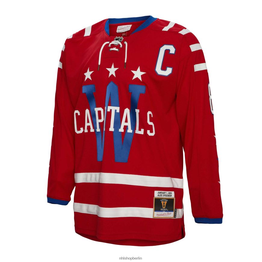 Männer NHL Washington Capitals Alexander Ovechkin Mitchell  Ness Red 2015 Blue Line Spielertrikot Kleidung BF680T162