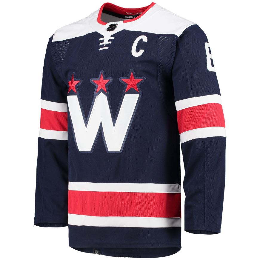 Männer NHL Washington Capitals Alexander Ovechkin adidas Navy Alternative Captain Patch Primegreen Authentisches Pro-Spieler-Trikot Kleidung BF680T346