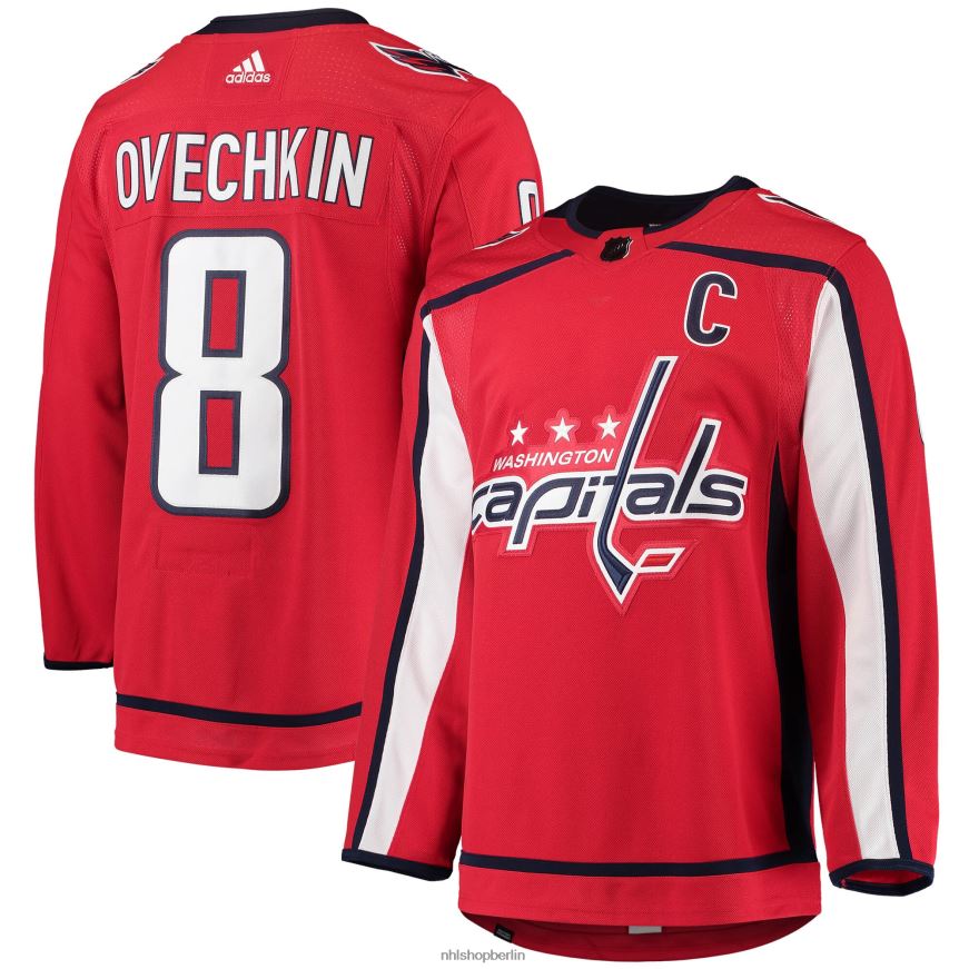 Männer NHL Washington Capitals Alexander Ovechkin adidas Red Home Captain Patch Primegreen Authentisches Profispieler-Trikot Kleidung BF680T250