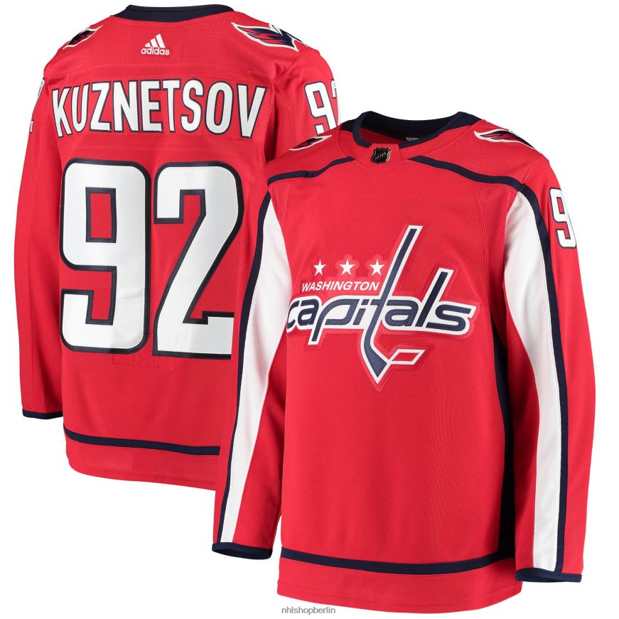 Männer NHL Washington Capitals Evgeny Kuznetsov adidas rotes authentisches Heimspielertrikot Kleidung BF680T2156