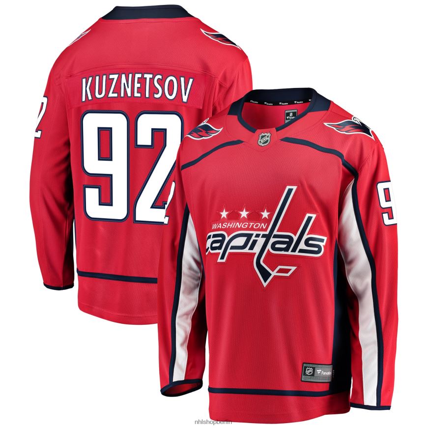 Männer NHL Washington Capitals Ewgeni Kusnezow Fanatiker-gebrandetes rotes Heim-Ausreißer-Spielertrikot Kleidung BF680T1391