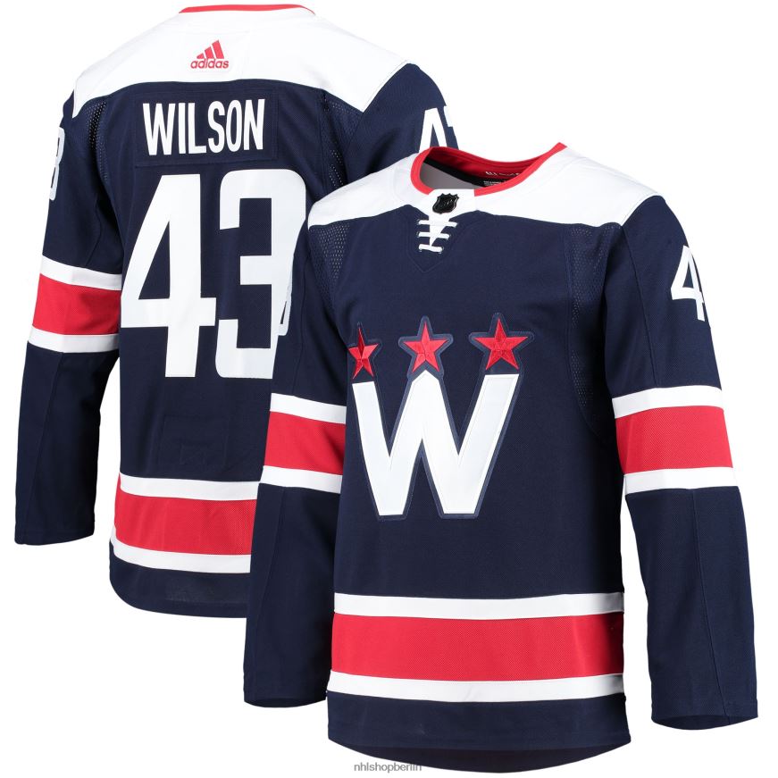 Männer NHL Washington Capitals Tom Wilson Adidas Navy 2020/21 Alternative Primegreen Authentisches Pro-Spieler-Trikot Kleidung BF680T1211