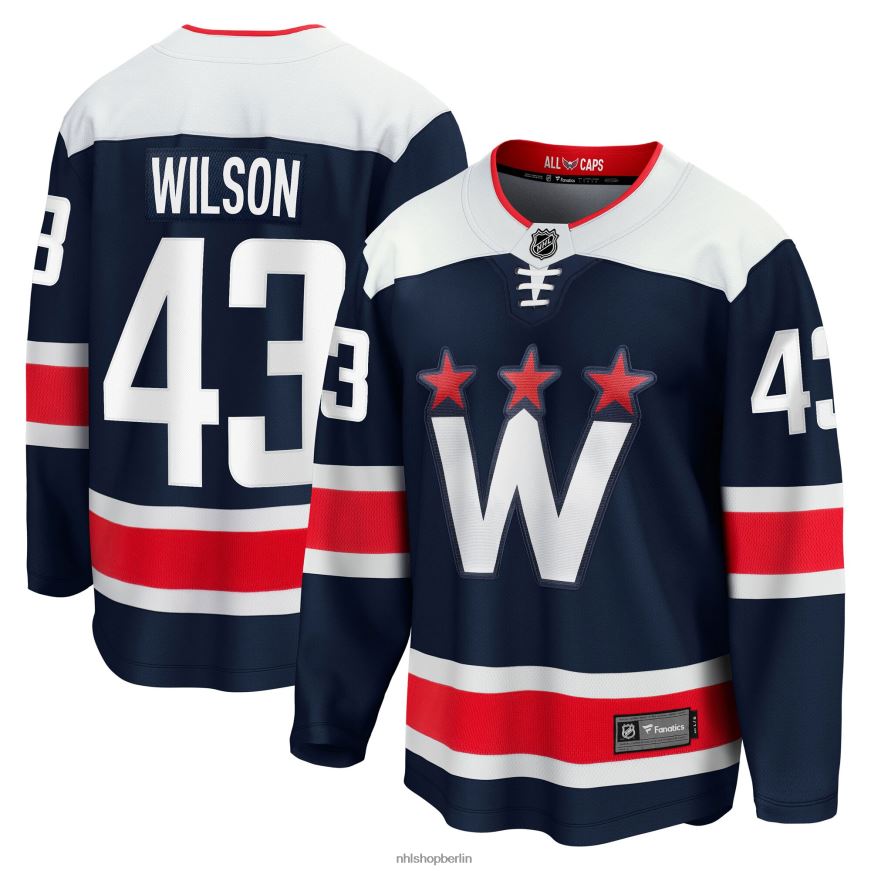 Männer NHL Washington Capitals Tom Wilson Fanatics Branded Navy 2020/21 alternatives Premier Breakaway-Spielertrikot Kleidung BF680T282