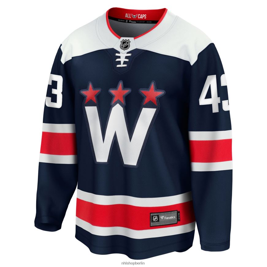 Männer NHL Washington Capitals Tom Wilson Fanatics Branded Navy 2020/21 alternatives Premier Breakaway-Spielertrikot Kleidung BF680T282