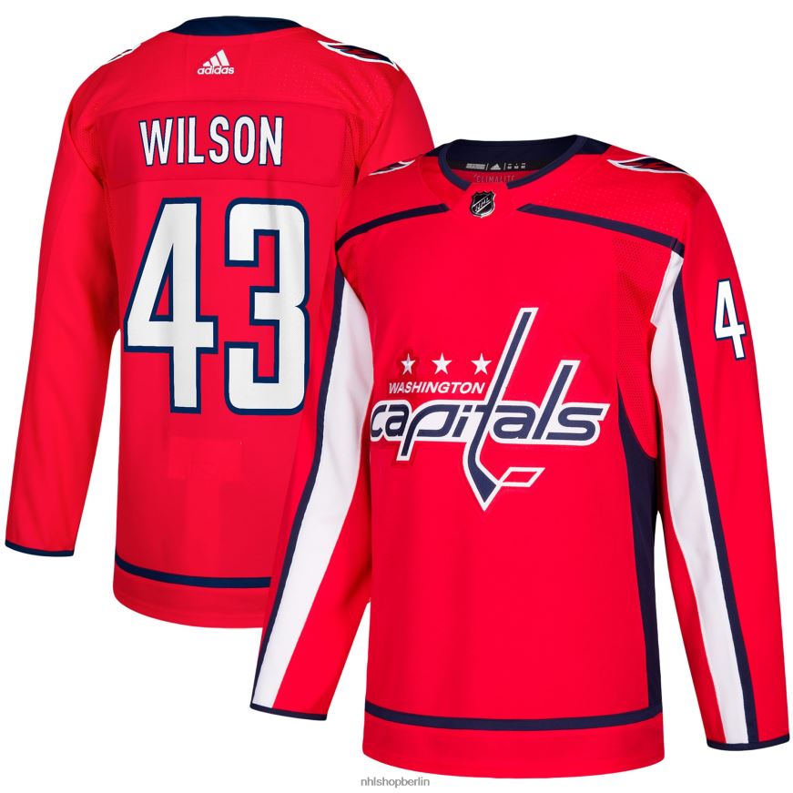 Männer NHL Washington Capitals Tom Wilson adidas rotes authentisches Heimspielertrikot Kleidung BF680T1719