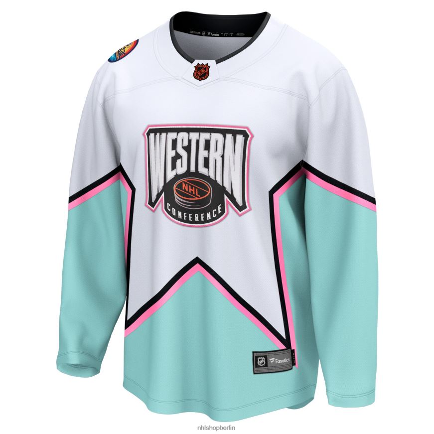 Männer NHL Weißes All-Star Game Western Conference Breakaway-Trikot 2023 mit Fanatics-Logo Kleidung BF680T2445