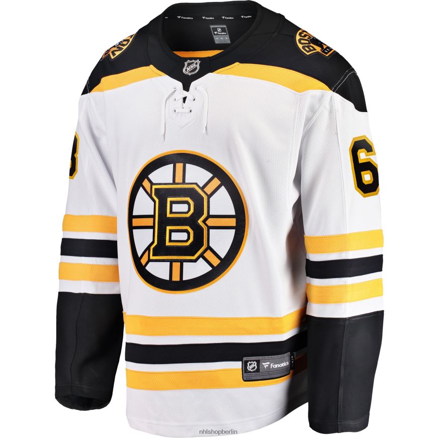 Männer NHL Weißes Auswärtstrikot des Premier Breakaway-Spielers mit Brad Marchand Fanatics-Logo der Boston Bruins Kleidung BF680T102