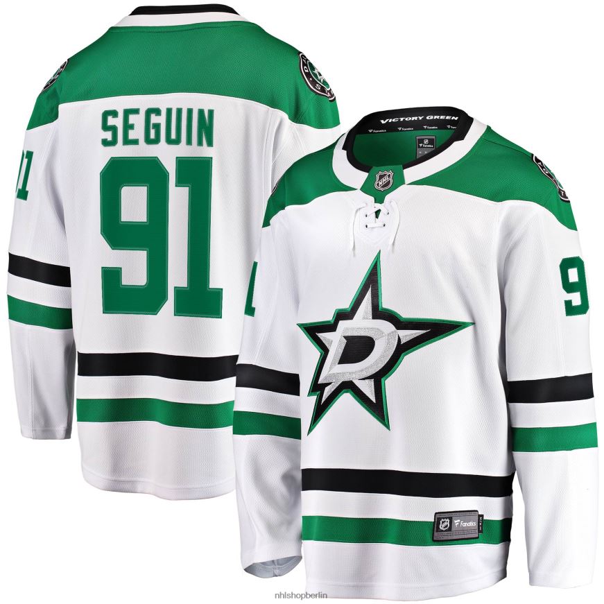 Männer NHL Weißes Auswärtstrikot des Premier Breakaway-Spielers mit Fanatiker-Logo von Dallas Stars Tyler Seguin Kleidung BF680T1205