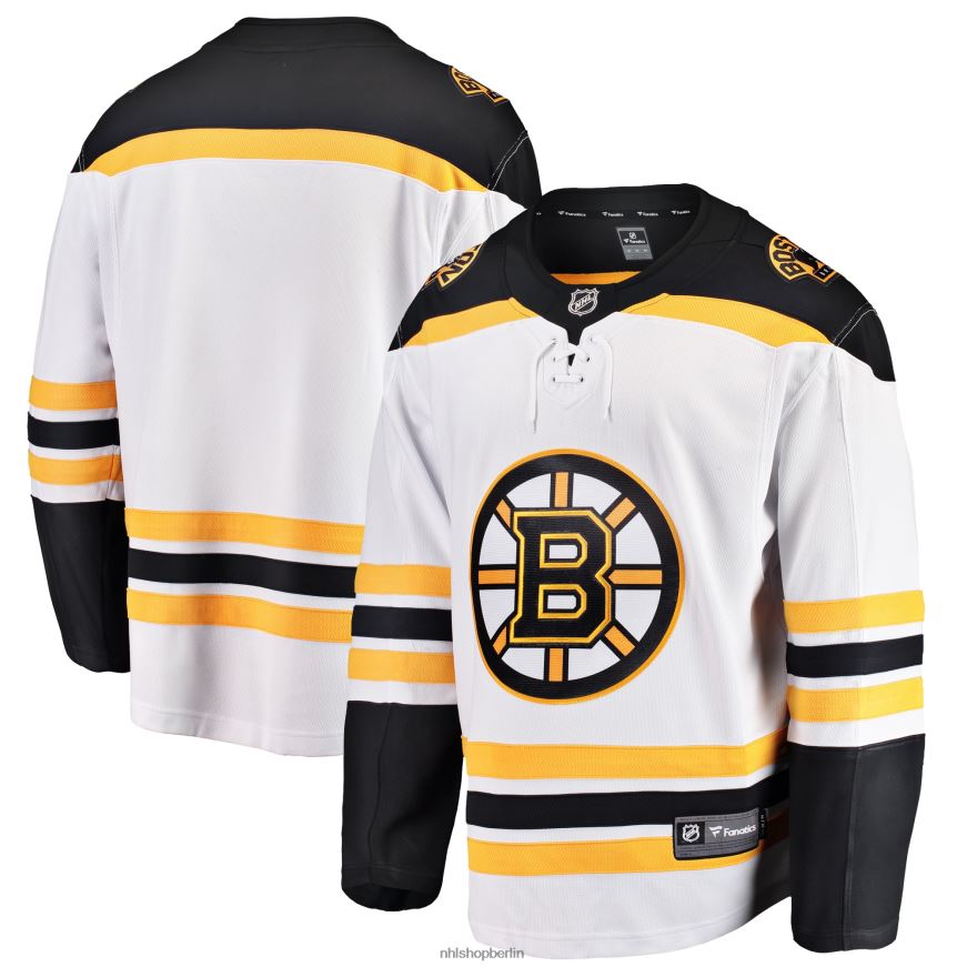 Männer NHL Weißes Auswärtstrikot mit Fanatics-Logo der Boston Bruins Kleidung BF680T406