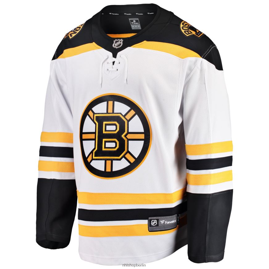 Männer NHL Weißes Auswärtstrikot mit Fanatics-Logo der Boston Bruins Kleidung BF680T406