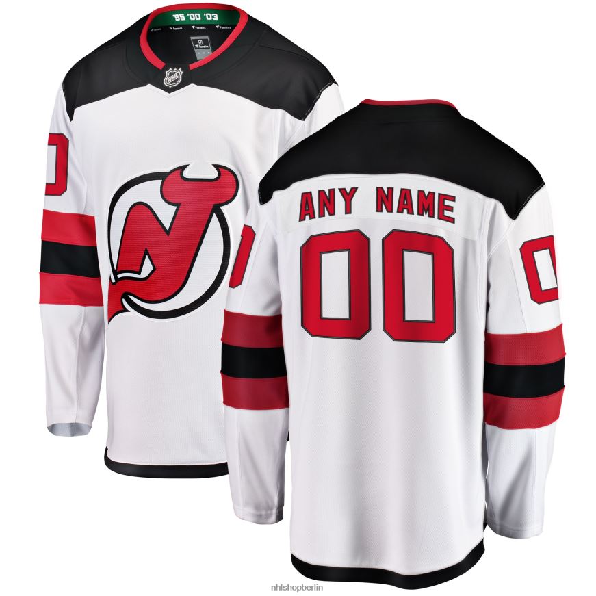 Männer NHL Weißes Auswärtstrikot mit Fanatics-Logo der New Jersey Devils Kleidung BF680T207