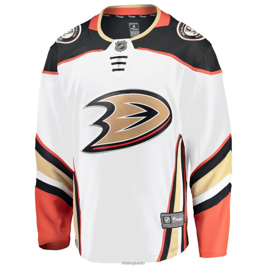 Männer NHL Weißes Breakaway-Auswärtstrikot der Anaheim Ducks mit Fanatics-Logo Kleidung BF680T799