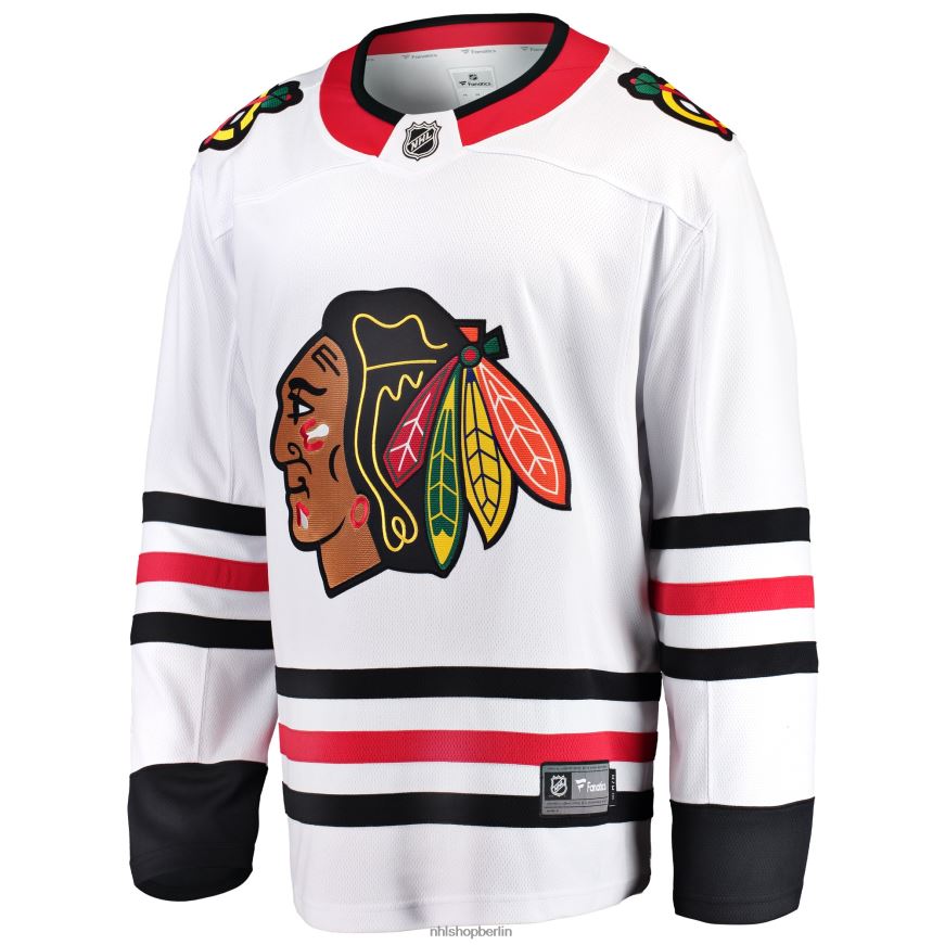 Männer NHL Weißes Breakaway-Auswärtstrikot der Chicago Blackhawks mit Fanatics-Logo Kleidung BF680T487