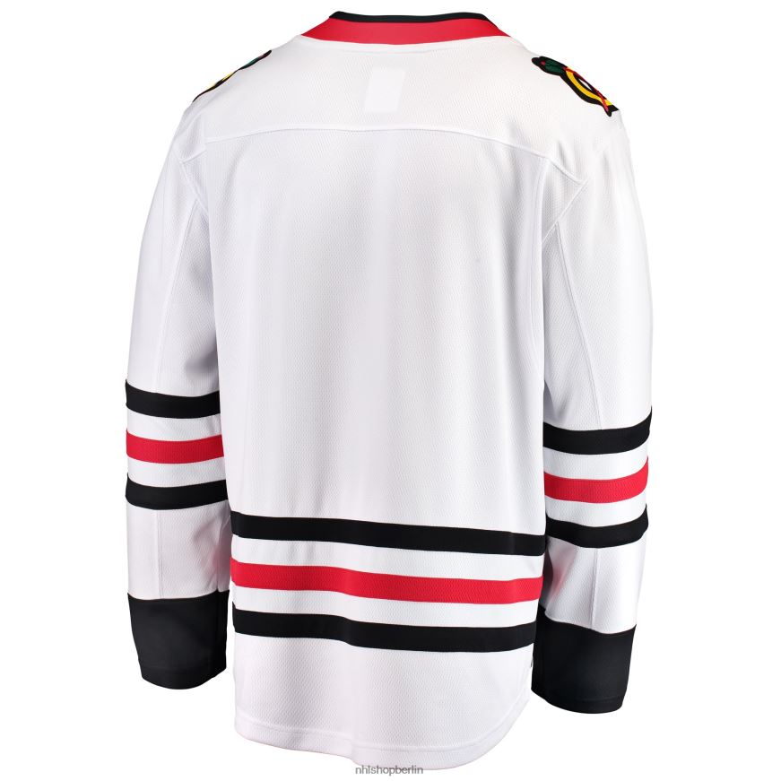 Männer NHL Weißes Breakaway-Auswärtstrikot der Chicago Blackhawks mit Fanatics-Logo Kleidung BF680T487