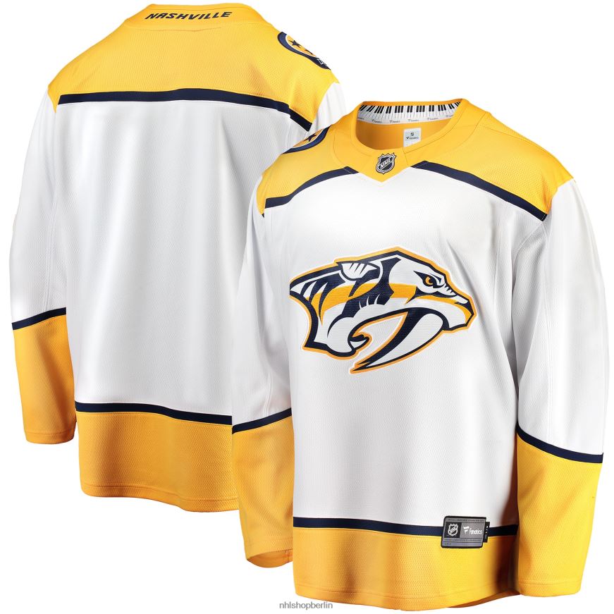 Männer NHL Weißes Breakaway-Auswärtstrikot der Nashville Predators mit Fanatics-Logo Kleidung BF680T874