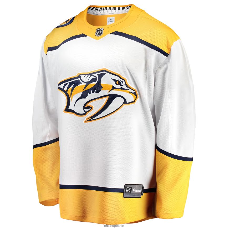 Männer NHL Weißes Breakaway-Auswärtstrikot der Nashville Predators mit Fanatics-Logo Kleidung BF680T874