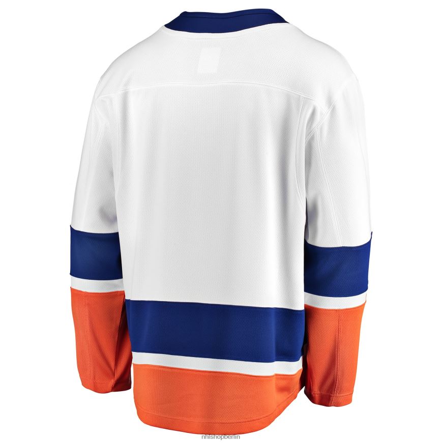 Männer NHL Weißes Breakaway-Auswärtstrikot der New York Islanders mit Fanatics-Logo Kleidung BF680T583