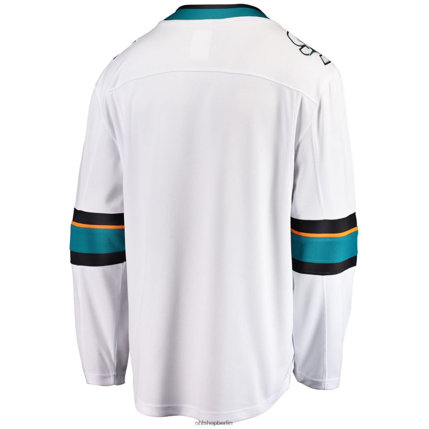 Männer NHL Weißes Breakaway-Auswärtstrikot der San Jose Sharks mit Fanatics-Logo Kleidung BF680T1523