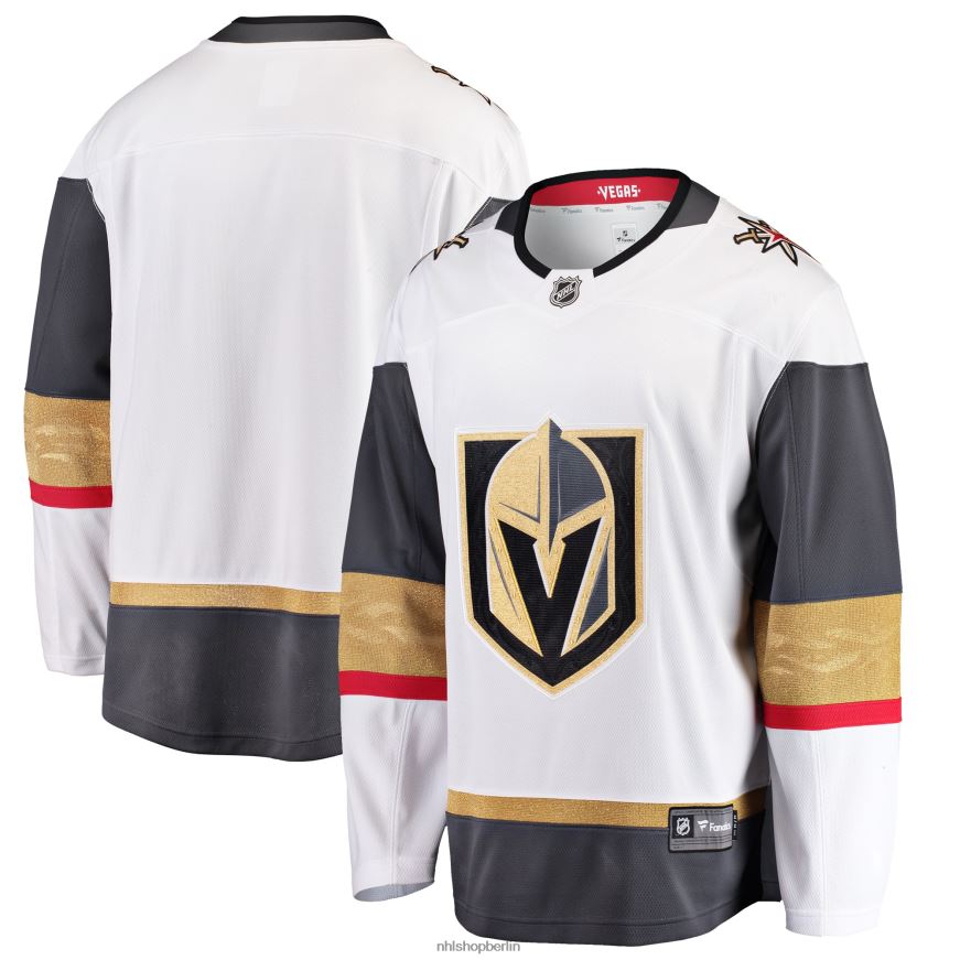 Männer NHL Weißes Breakaway-Auswärtstrikot der Vegas Golden Knights mit Fanatics-Logo Kleidung BF680T842