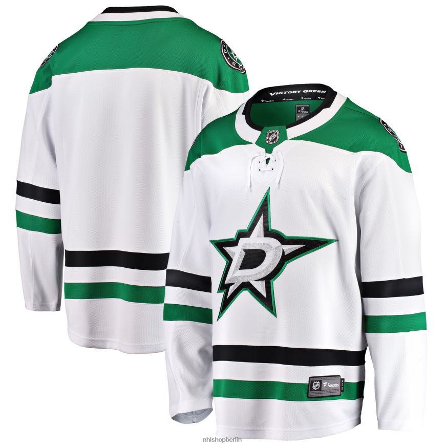 Männer NHL Weißes Breakaway-Auswärtstrikot mit Dallas-Stars-Fanatiker-Logo Kleidung BF680T892