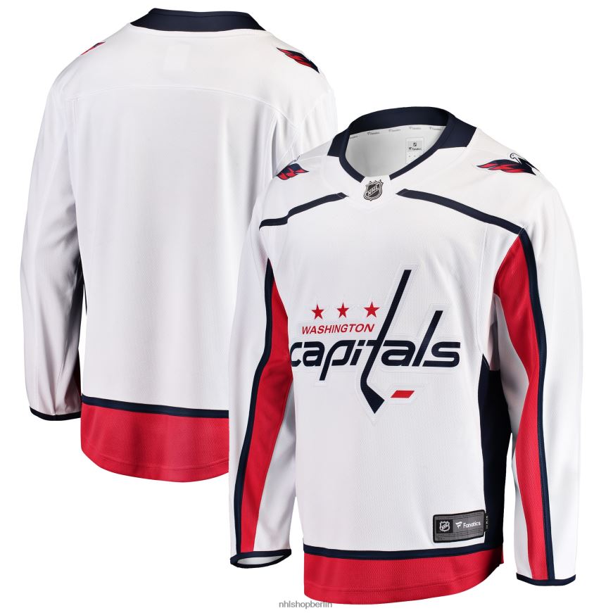 Männer NHL Weißes Breakaway-Auswärtstrikot mit Fanatics-Logo der Washington Capitals Kleidung BF680T940