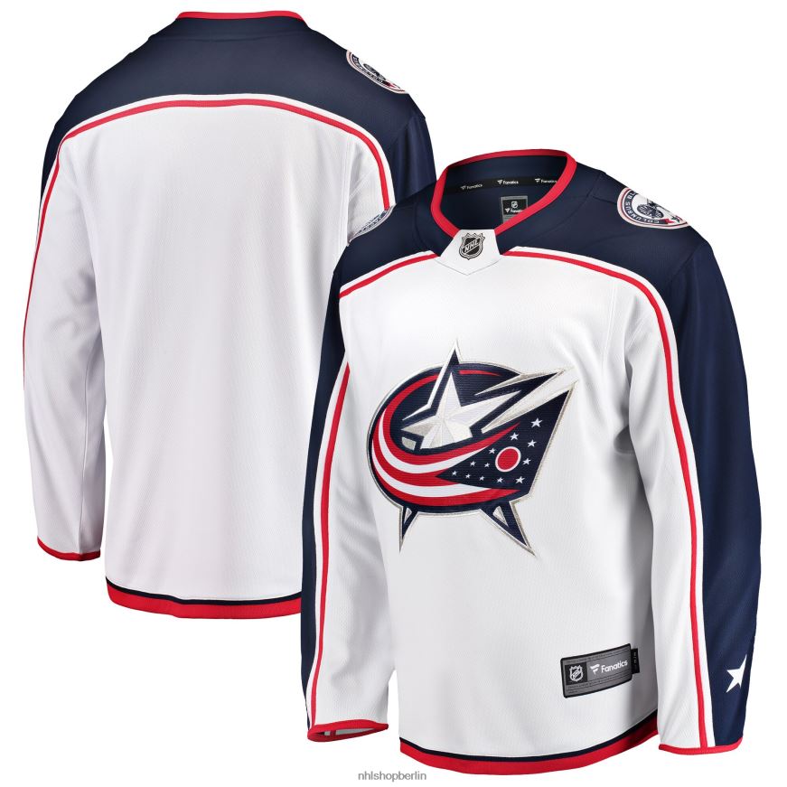 Männer NHL Weißes Breakaway-Auswärtstrikot mit Fanatics-Logo von Columbus Blue Jackets Kleidung BF680T1197