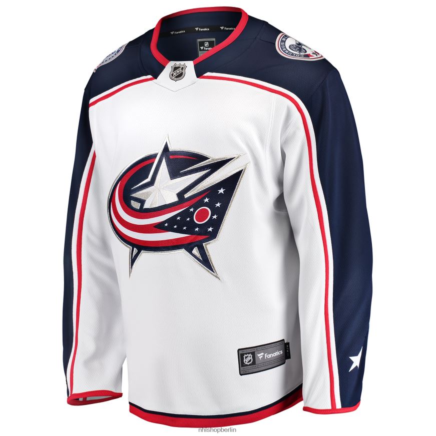 Männer NHL Weißes Breakaway-Auswärtstrikot mit Fanatics-Logo von Columbus Blue Jackets Kleidung BF680T1197