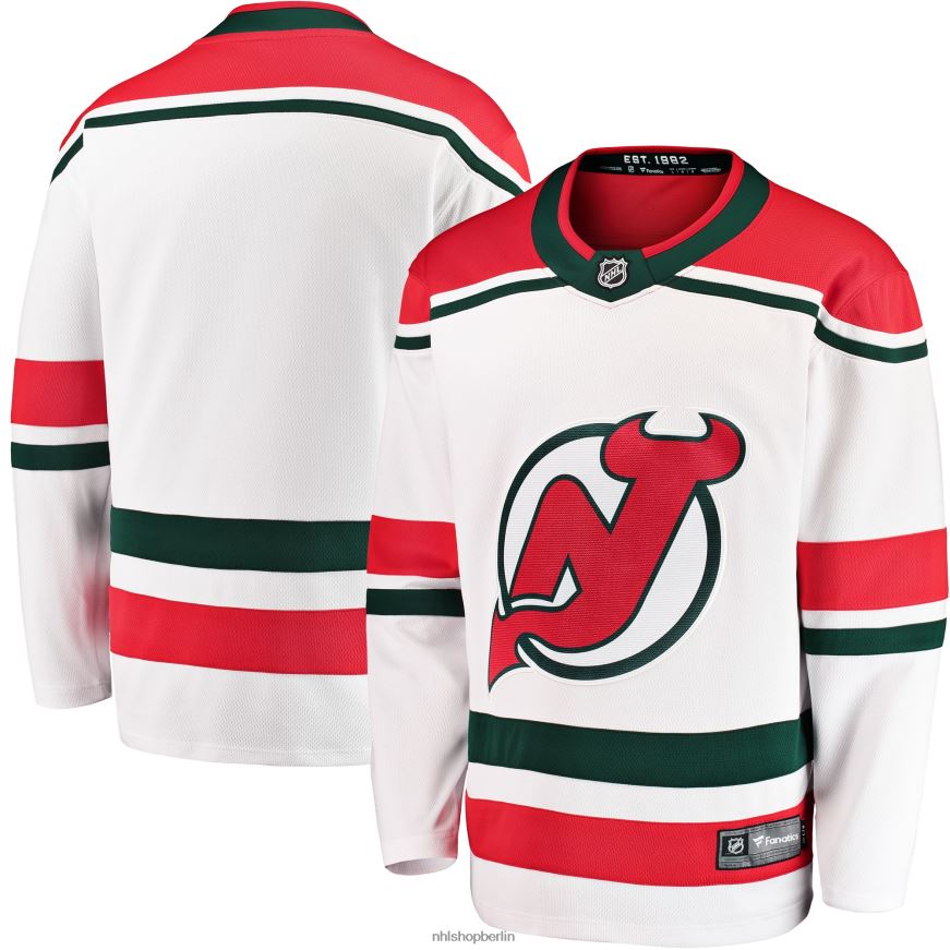 Männer NHL Weißes Heritage Premier Breakaway-Trikot der New Jersey Devils Fanatics 2022/23 Kleidung BF680T215