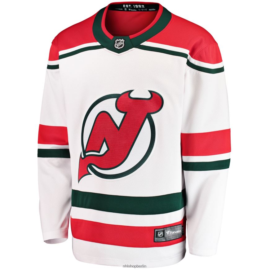 Männer NHL Weißes Heritage Premier Breakaway-Trikot der New Jersey Devils Fanatics 2022/23 Kleidung BF680T215