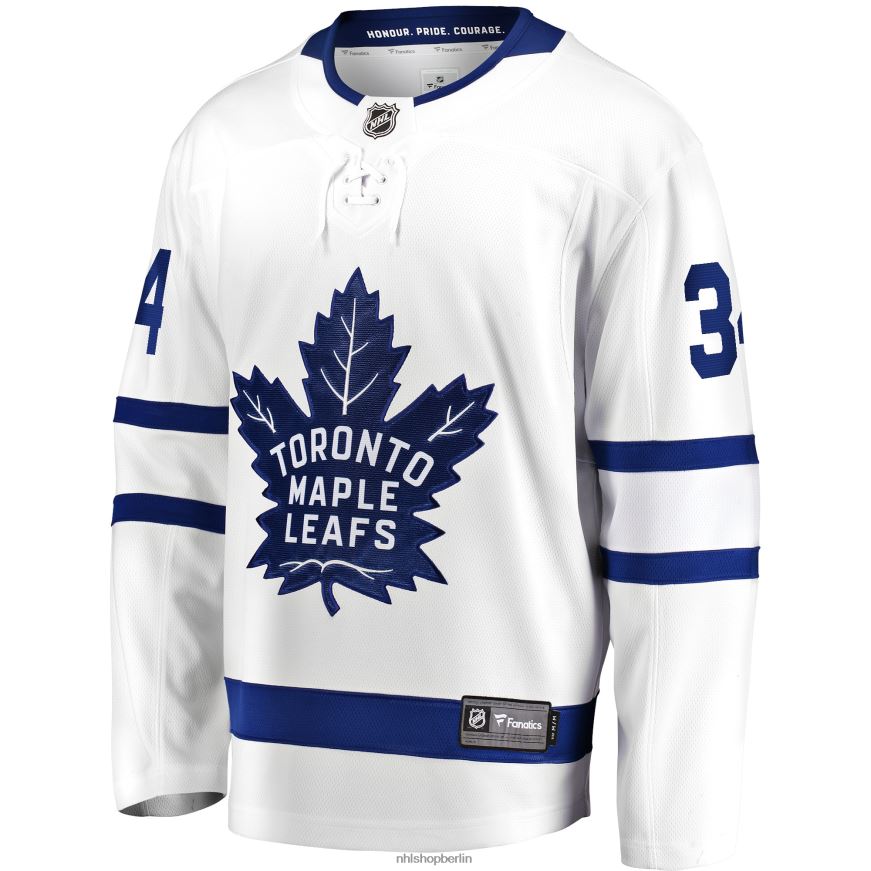 Männer NHL Weißes Premier Breakaway-Spieler-Auswärtstrikot der Toronto Maple Leafs mit Fanatics-Logo von Auston Matthews Kleidung BF680T1703