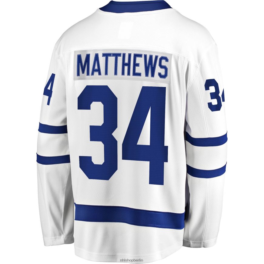 Männer NHL Weißes Premier Breakaway-Spieler-Auswärtstrikot der Toronto Maple Leafs mit Fanatics-Logo von Auston Matthews Kleidung BF680T1703