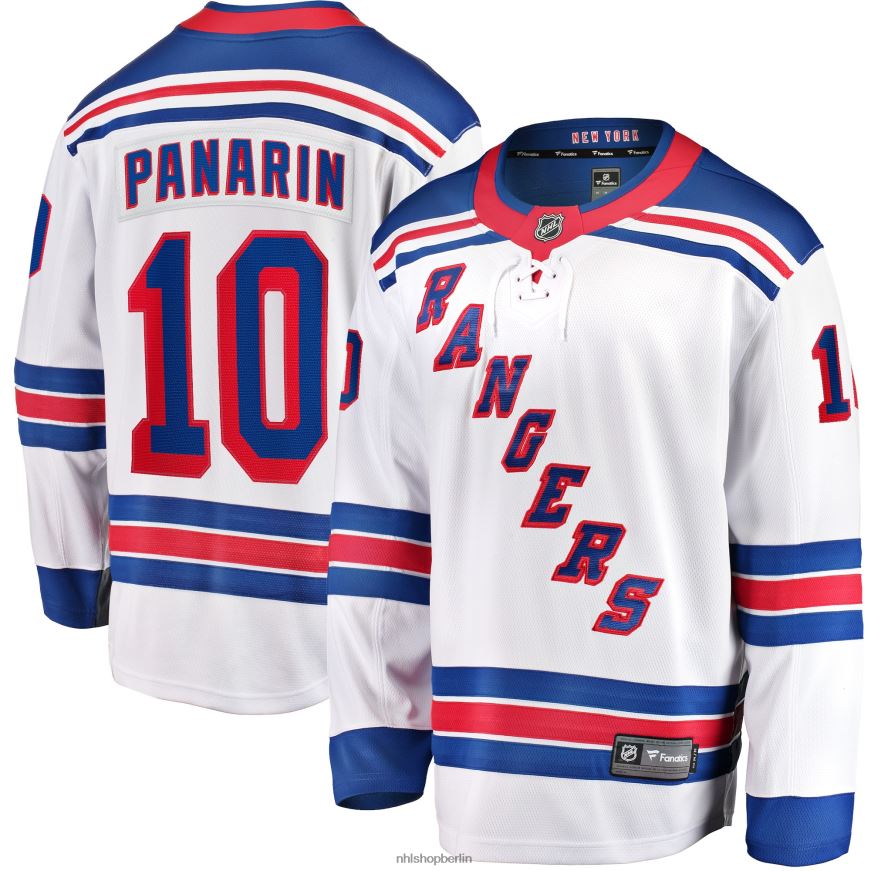 Männer NHL Weißes Premier Breakaway-Spielertrikot der New York Rangers mit Fanatics-Logo von Artemi Panarin Kleidung BF680T11