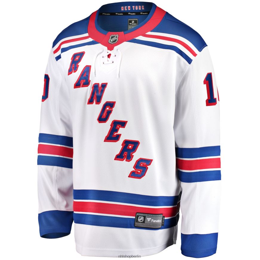 Männer NHL Weißes Premier Breakaway-Spielertrikot der New York Rangers mit Fanatics-Logo von Artemi Panarin Kleidung BF680T11