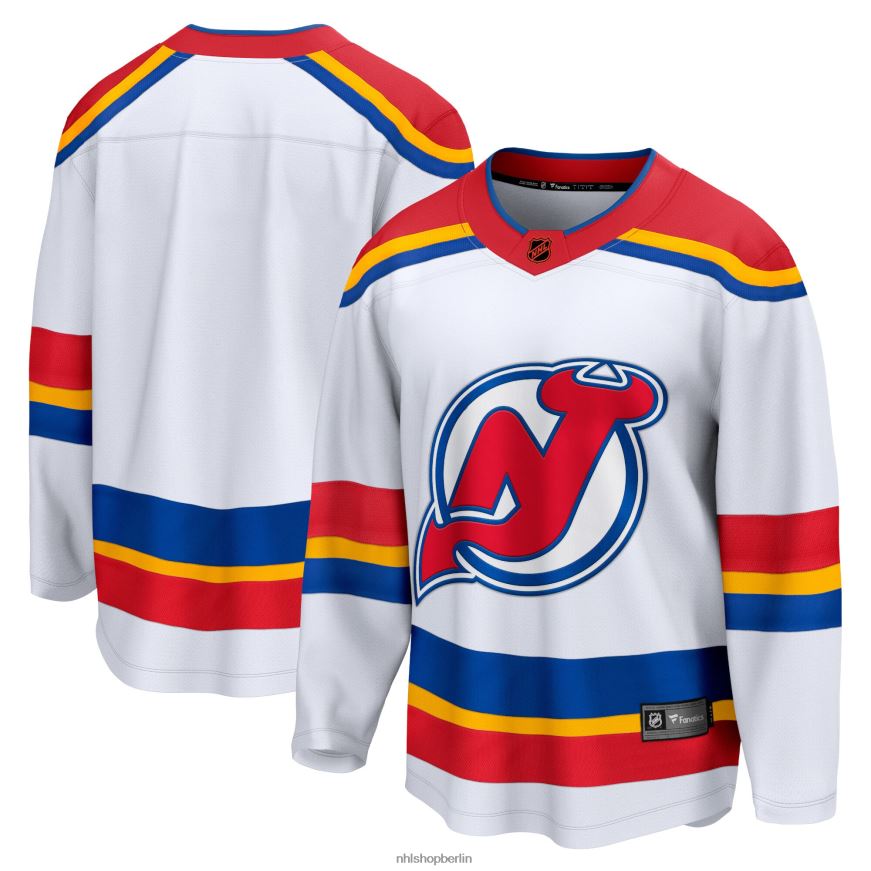 Männer NHL Weißes Special Edition 20 Breakaway Blanko-Trikot der New Jersey Devils mit Fanatics-Logo Kleidung BF680T766