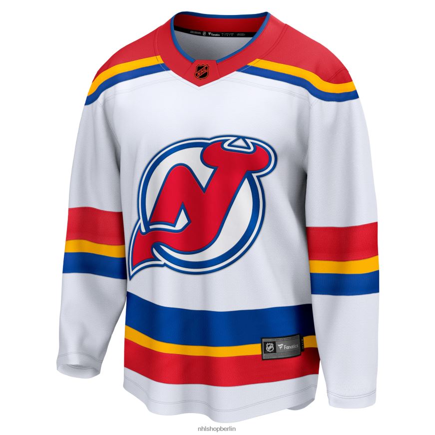 Männer NHL Weißes Special Edition 20 Breakaway Blanko-Trikot der New Jersey Devils mit Fanatics-Logo Kleidung BF680T766