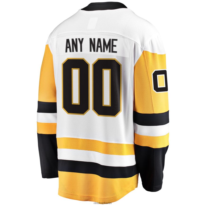 Männer NHL Weißes individuelles Auswärtstrikot der Pittsburgh Penguins mit Fanatics-Logo Kleidung BF680T749