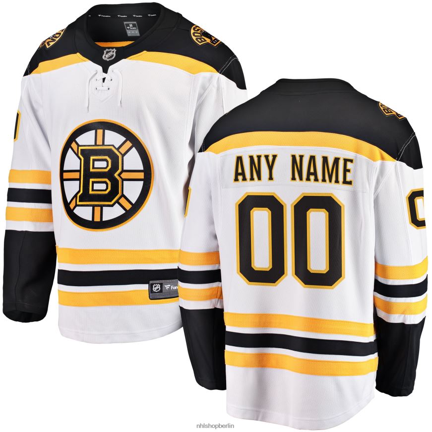 Männer NHL Weißes individuelles Auswärtstrikot mit Fanatics-Logo der Boston Bruins Kleidung BF680T110