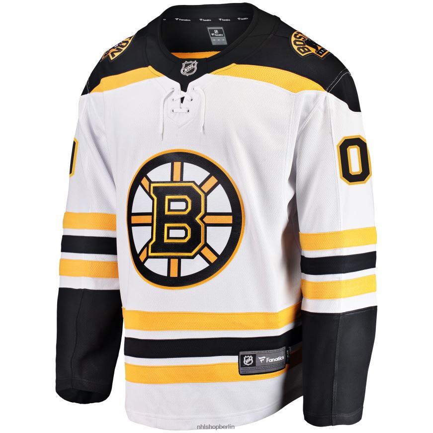 Männer NHL Weißes individuelles Auswärtstrikot mit Fanatics-Logo der Boston Bruins Kleidung BF680T110