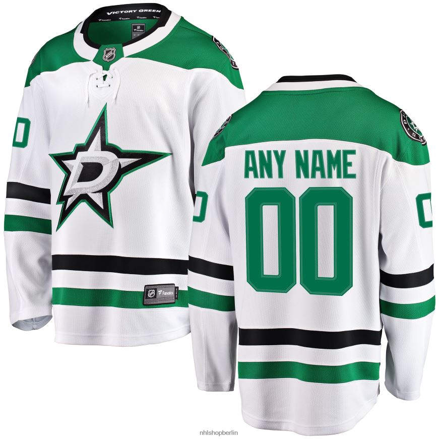 Männer NHL Weißes individuelles Auswärtstrikot mit Fanatics-Logo der Dallas Stars Kleidung BF680T137