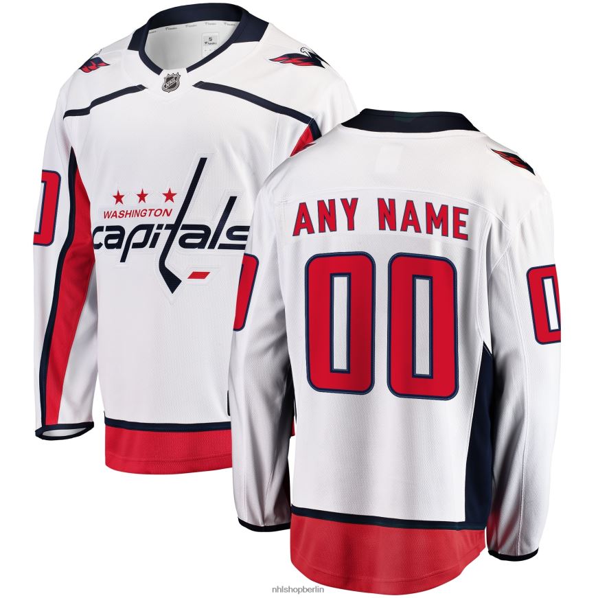 Männer NHL Weißes individuelles Auswärtstrikot mit Fanatiker-Logo der Washington Capitals Kleidung BF680T855