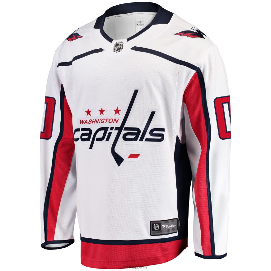 Männer NHL Weißes individuelles Auswärtstrikot mit Fanatiker-Logo der Washington Capitals Kleidung BF680T855